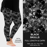 Black Skull & Rose Leggings with Pockets – Gothic Grunge Design
